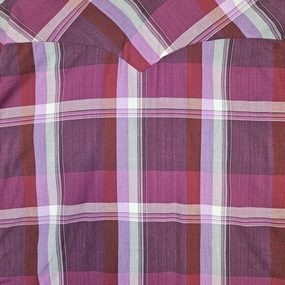 American Hero Pink Windowpane‎ Plaid Pearl Snap Large Long Sleeve Western Shirt - Picture 14 of 14